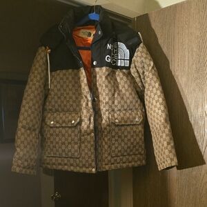 The North Face Black and Brown Logo Jacket